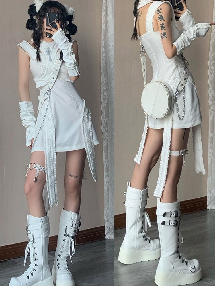 Alternative Fashion Cross Embroidery Punk Dress