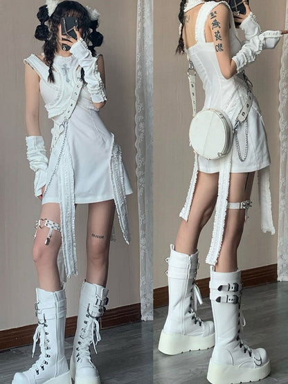 Alternative Fashion Cross Embroidery Punk Dress