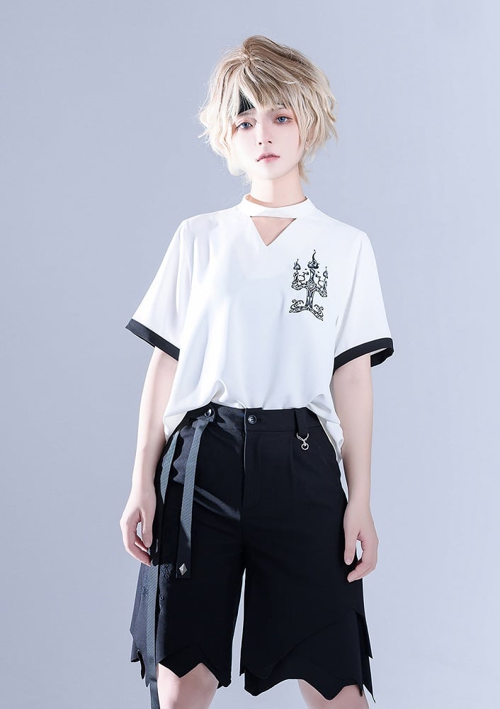 Glimpse Gossip Candlestick Embroidery Cutout Detail T-shirt