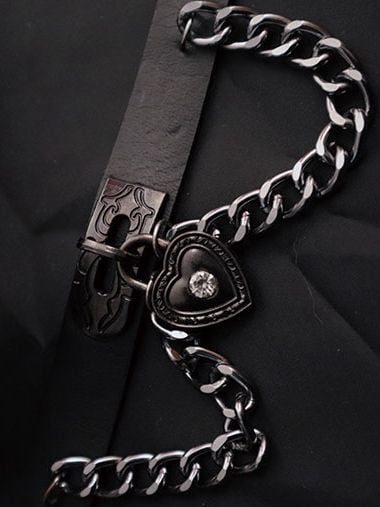 Black Punk PU Choker with Metal Chain