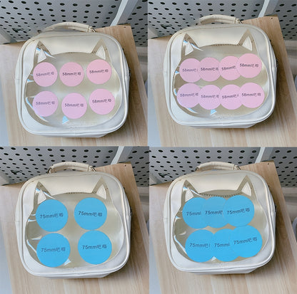 Cat Head-shaped Window Light Blue PU Square Ita Bag