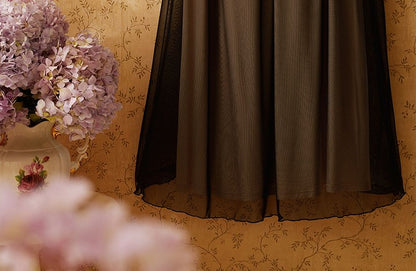 Black Gathering Details Vintage Tulle Nightgown