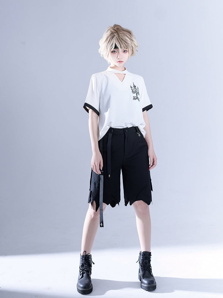 Glimpse Gossip Candlestick Embroidery Cutout Detail T-shirt