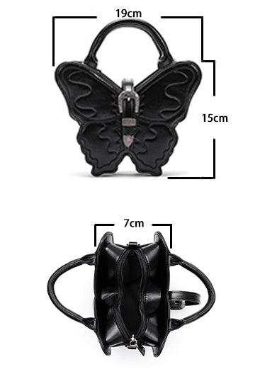 Black Butterfly Metal Chain Strap Small Version PU Crossbody