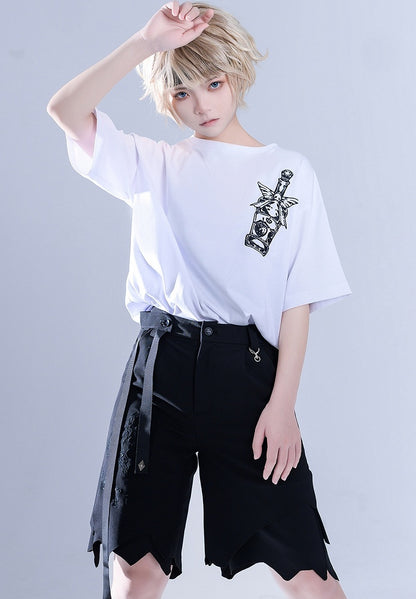 Glimpse Gossip Potion Bottle Embroidery Round Neck T-shirt