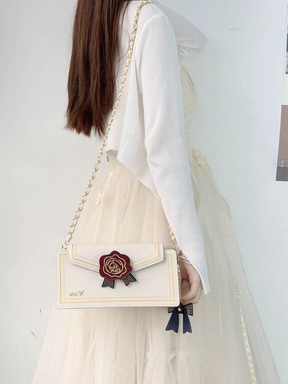 Fold-over Flap Letter from Rose Shoulder Bag