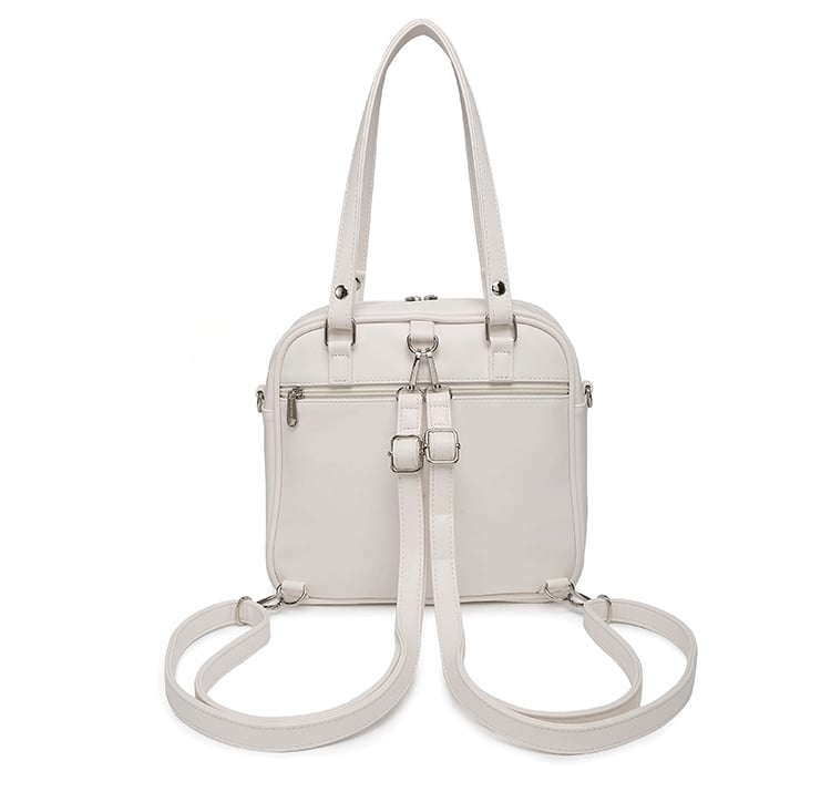 Bear Ears Design White/Wine Red/Silver PU Square Ita Bag