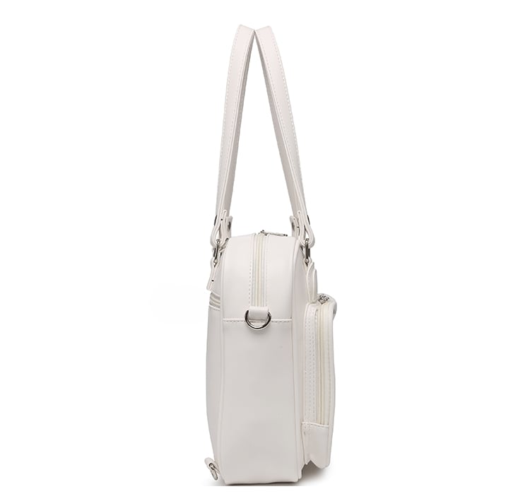 Bear Ears Design White/Wine Red/Silver PU Square Ita Bag