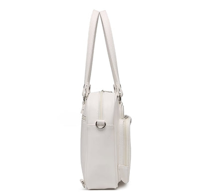 Bear Ears Design White/Wine Red/Silver PU Square Ita Bag