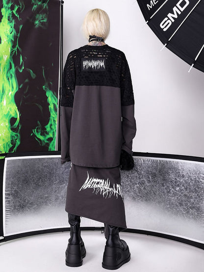 Metal Crescent Moon Chain Design Black/Red PU Choker