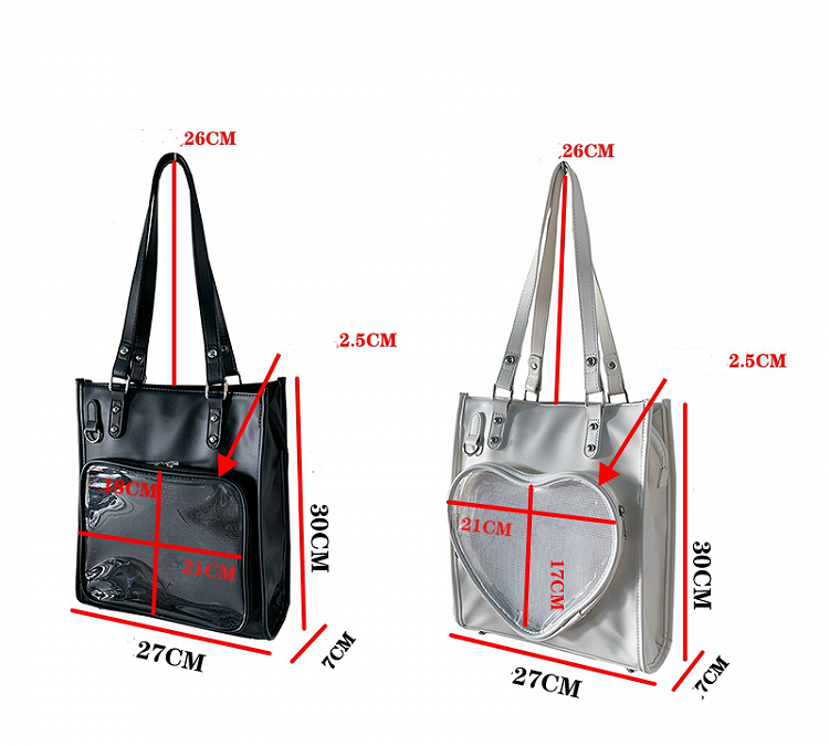 Milk White/Black Square PU Tote Ita Bag