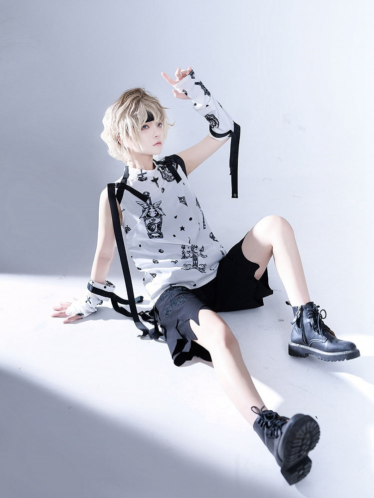 Glimpse Gossip Candlestick and Potion Bottle Print Sleeveless Top