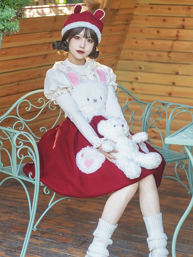 Clearance-Size S for Bust 90CM Souffle White Ruffle Trim Round Neck Autumn Knitted Top