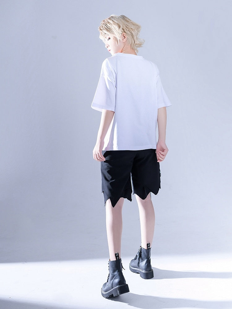 Glimpse Gossip Candlestick Embroidery Handkerchief Hem Ouji Shorts