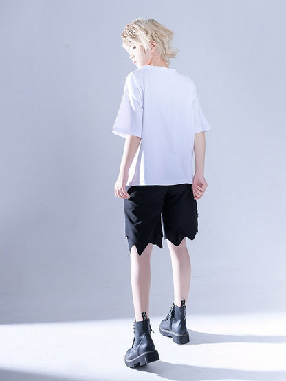 Glimpse Gossip Candlestick Embroidery Handkerchief Hem Ouji Shorts