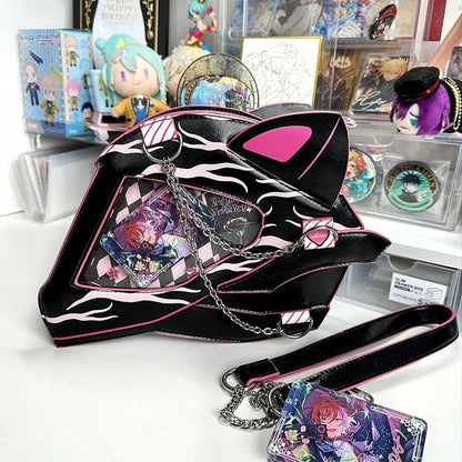 Cat Ear Design Helmet Shaped Ita Bag Black&Purple