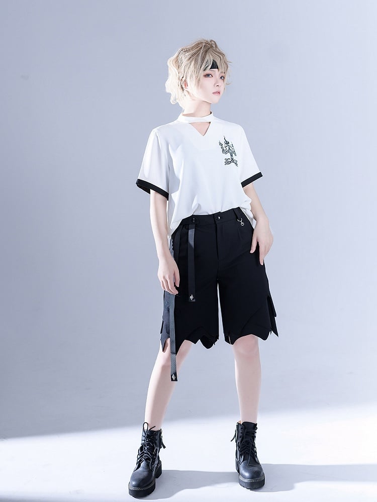 Glimpse Gossip Candlestick Embroidery Cutout Detail T-shirt