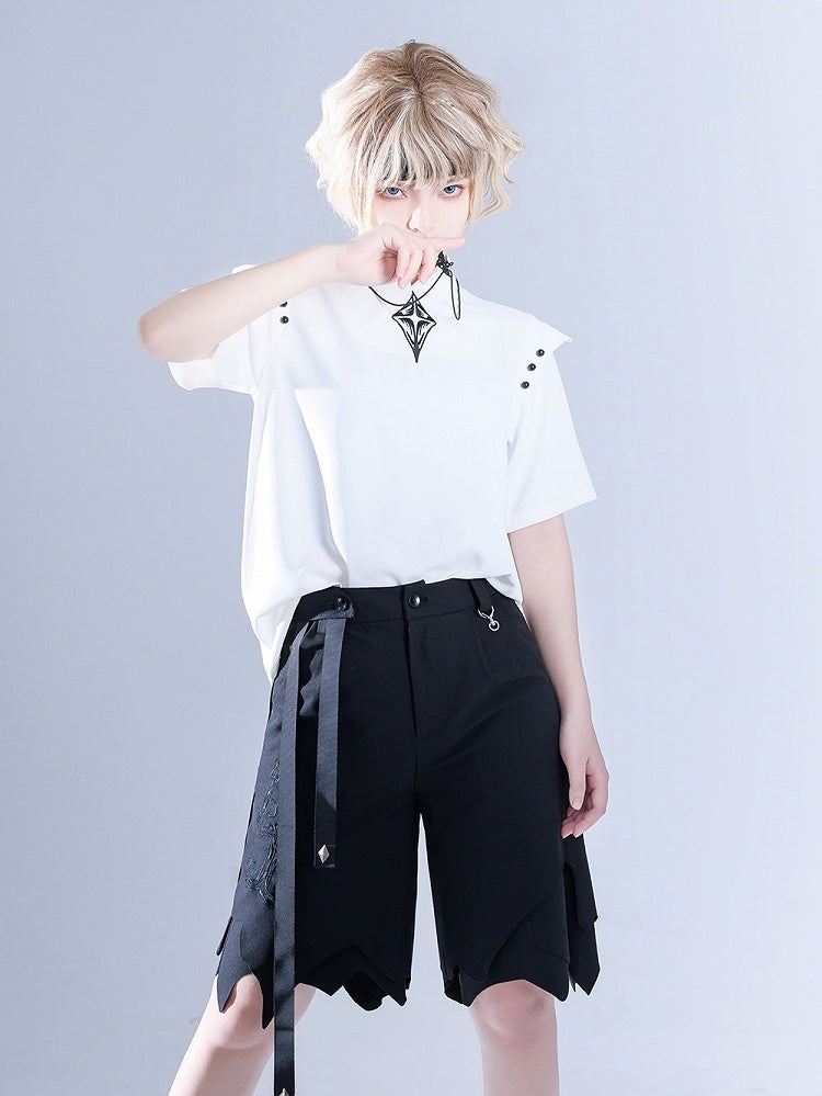 Glimpse Gossip White Banded Collar Top