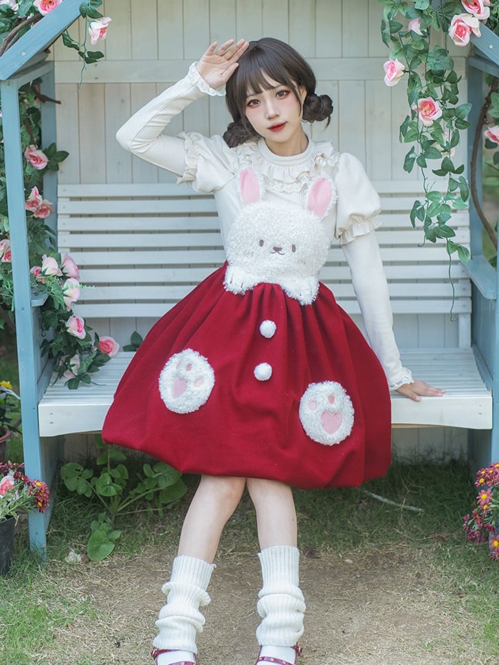 Clearance-Size S for Bust 90CM Souffle White Ruffle Trim Round Neck Autumn Knitted Top