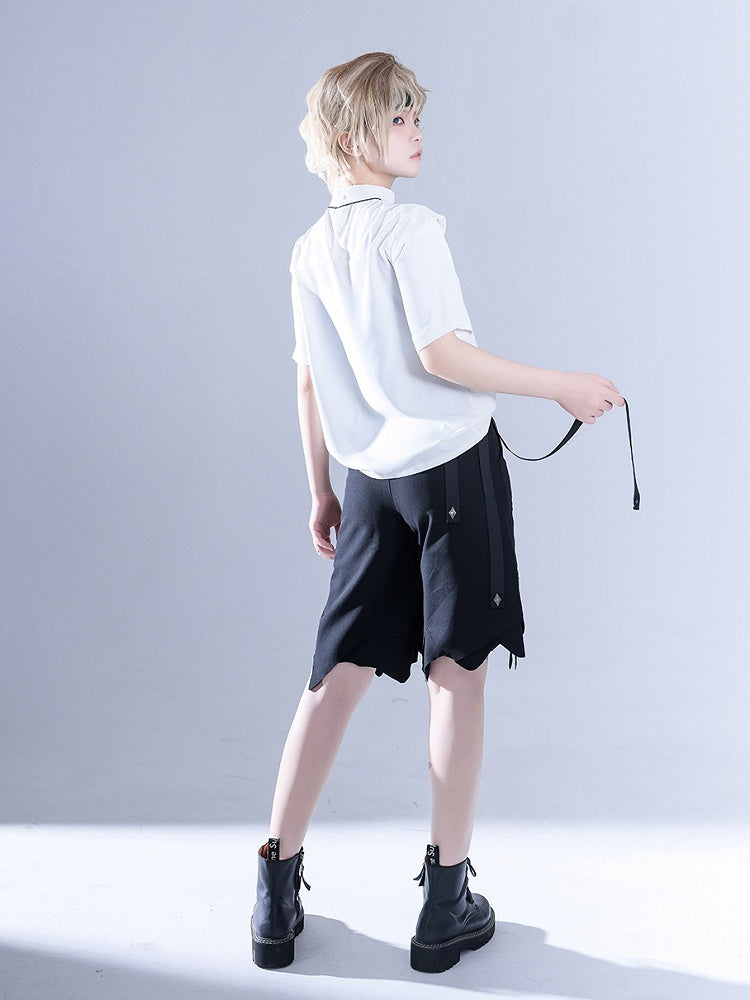 Glimpse Gossip White Banded Collar Top