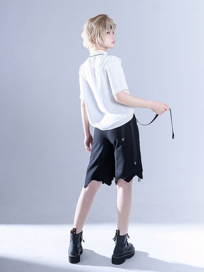 Glimpse Gossip White Banded Collar Top