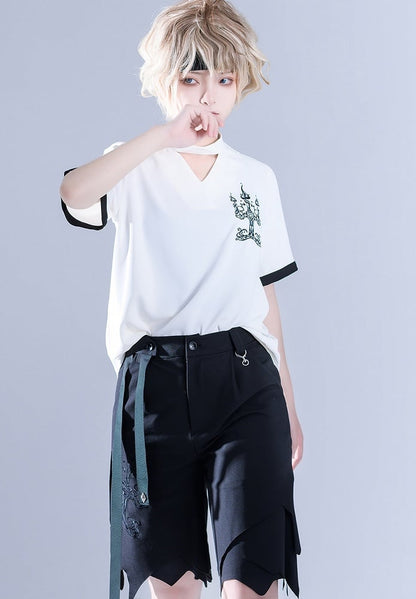 Glimpse Gossip Candlestick Embroidery Cutout Detail T-shirt