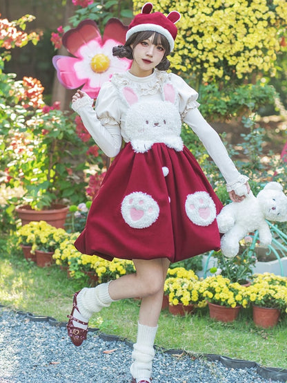 Clearance-Size S for Bust 90CM Souffle White Ruffle Trim Round Neck Autumn Knitted Top