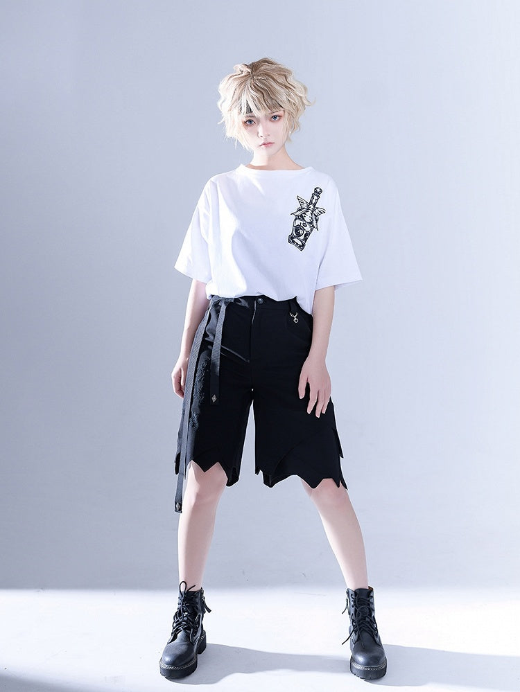 Glimpse Gossip Potion Bottle Embroidery Round Neck T-shirt