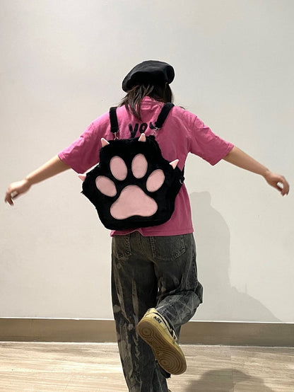 Black Plush Puppy Paw Bag