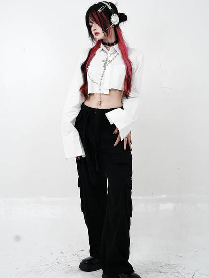 Black Low Waist Cargo Pants