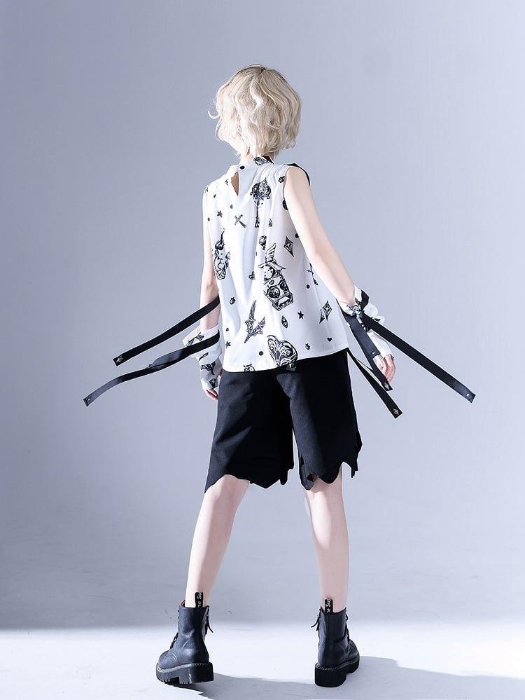 Glimpse Gossip Candlestick and Potion Bottle Print Sleeveless Top