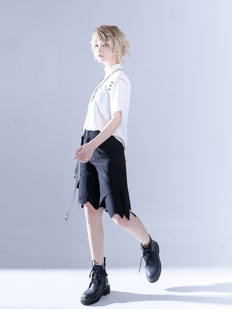 Glimpse Gossip White Banded Collar Top