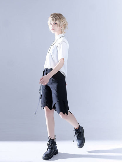 Glimpse Gossip White Banded Collar Top