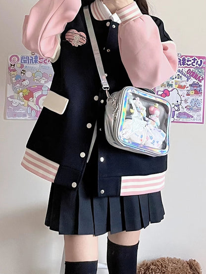 Metallic Black/White/Silver PU Square Crossbody Ita Bag