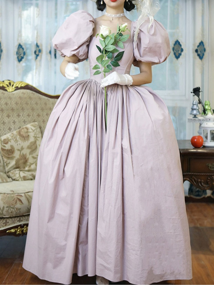 Light Pink Short Puff Sleeves Corset Basque Rococo Southern Belles Dress