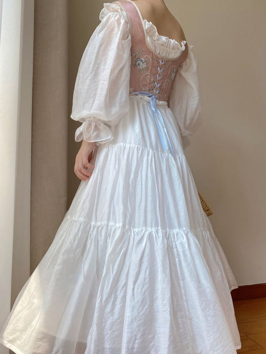 Pink Scoop Neckline Corset with Floral Pattern