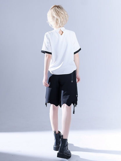 Glimpse Gossip Candlestick Embroidery Cutout Detail T-shirt