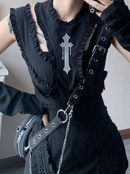 Alternative Fashion Cross Embroidery Punk Dress