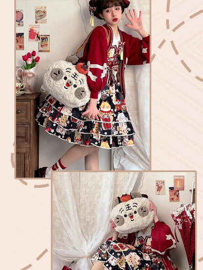 Tiger-shaped Sweet Backpack/Crossbody Plush Bag