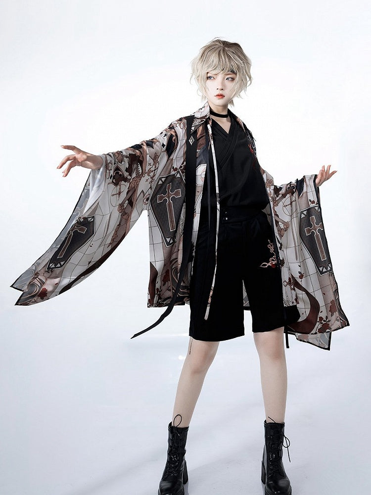 Night Command Thorn Cross Embroidery Ouji Shorts