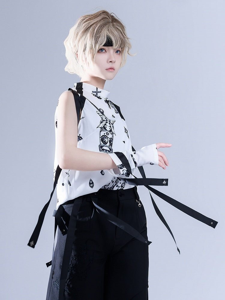 Glimpse Gossip Candlestick and Potion Bottle Print Sleeveless Top