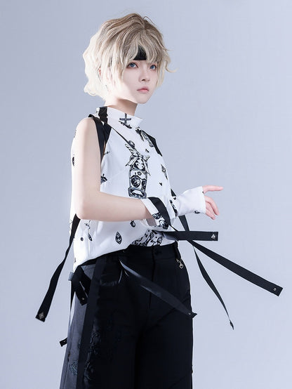 Glimpse Gossip Candlestick and Potion Bottle Print Sleeveless Top