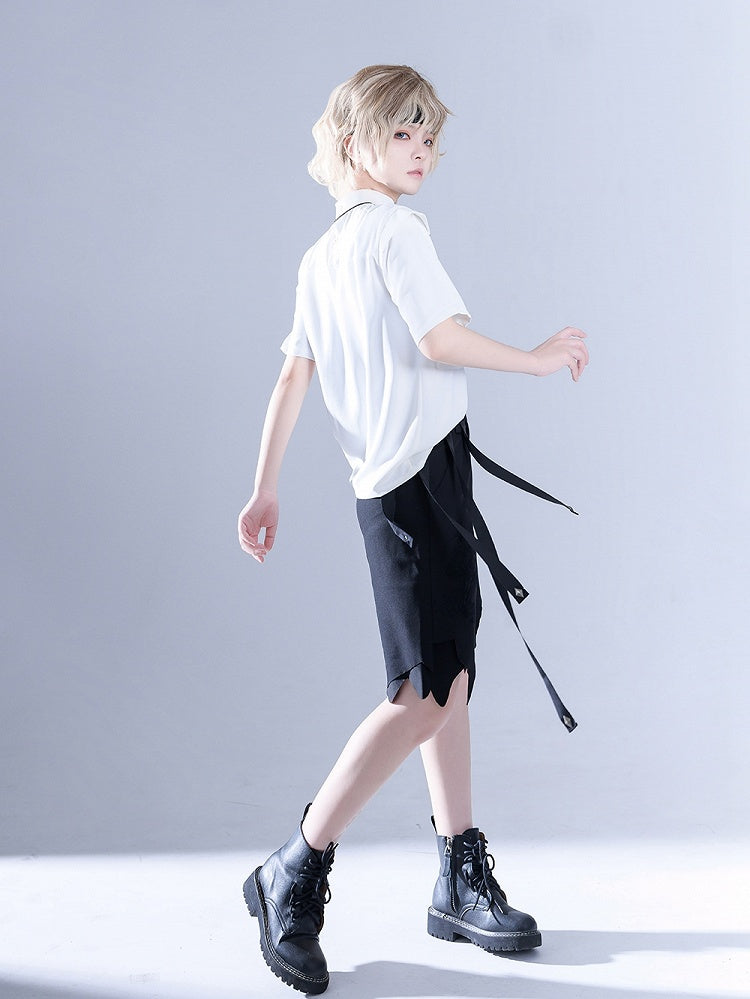 Glimpse Gossip White Banded Collar Top