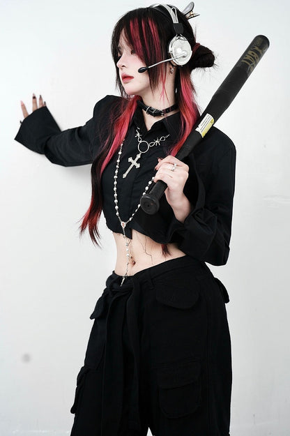 Black Low Waist Cargo Pants