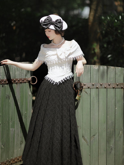 True Love Apricot Off-the-shoulder Neckline Top Asymmetrical Tassels Hemline