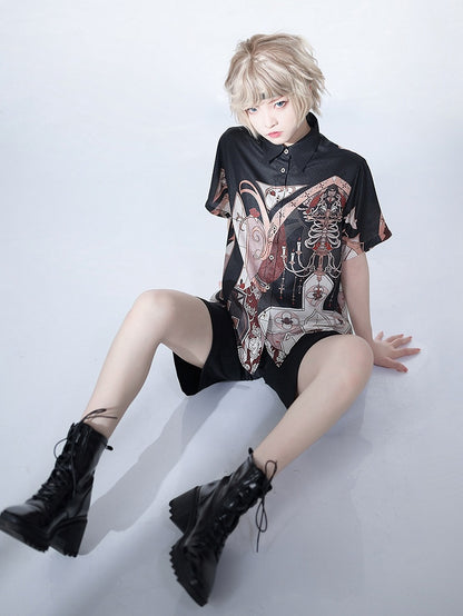 Night Command Thorn Cross Embroidery Ouji Shorts