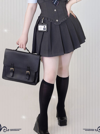 Plus Size Friendly Grey Pleated Skirt