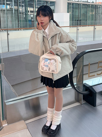 Sky Blue/Pink/Purple/White/Apricot PU Square Crossbody Ita Bag