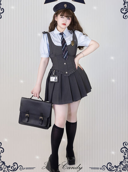 Plus Size Friendly Grey Boned Waistcoat with Badge