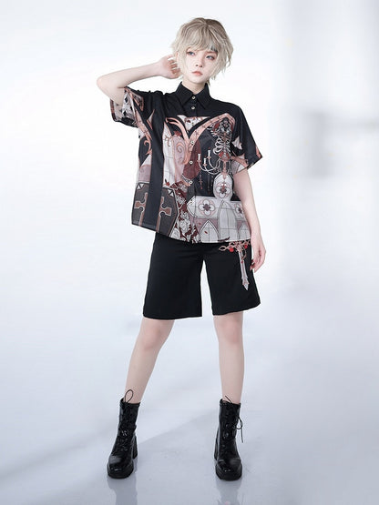 Night Command Thorn Cross Embroidery Ouji Shorts